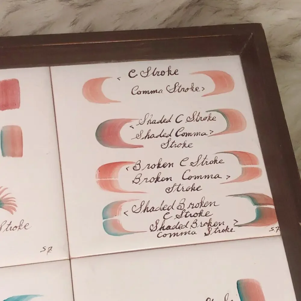 Vintage Framed Tile Brush Strokes Artwork